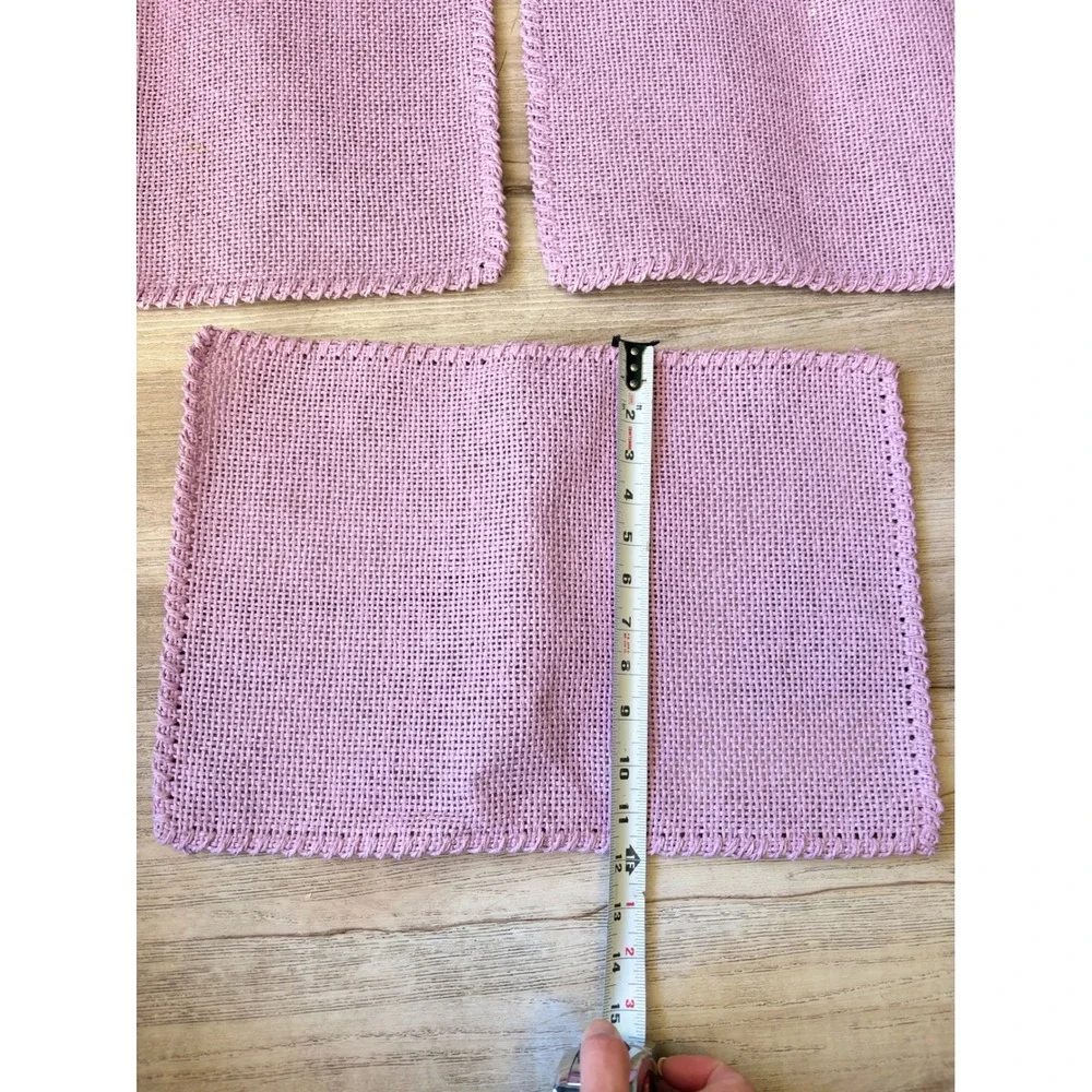 Vtg Lavender Purple Woven Raffia Placemats Set of 5 Boho Rustic Table Mats 17x12